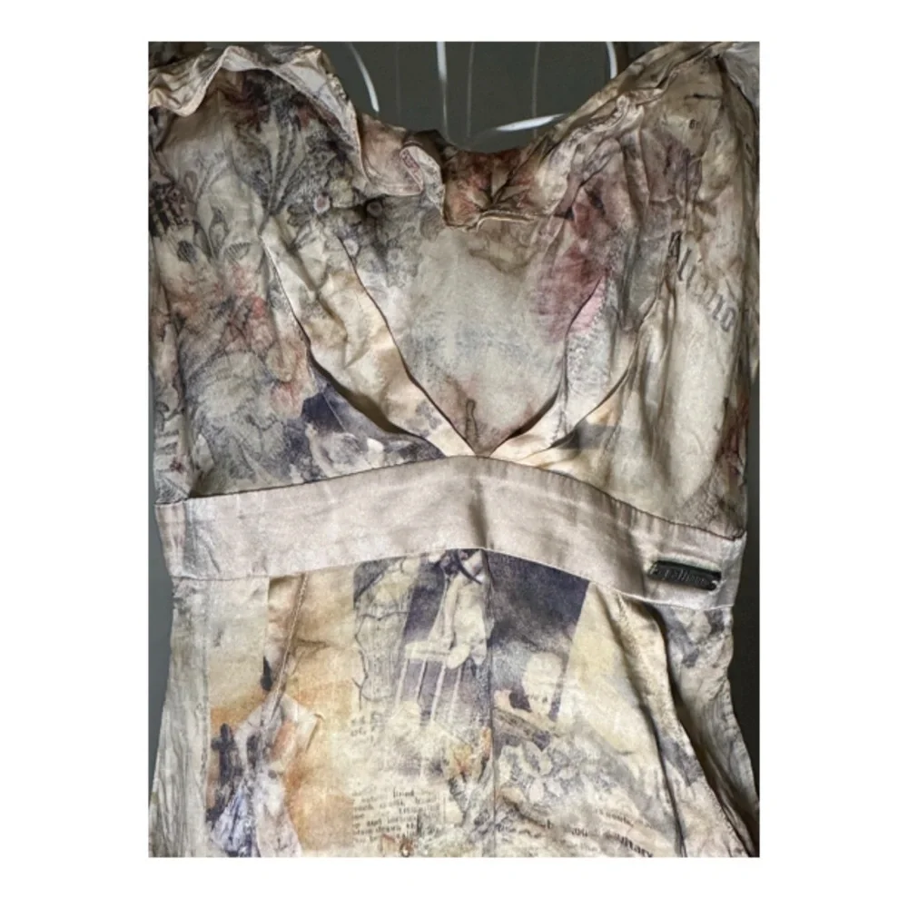 John Galliano vintage “Gazette” Print Silk mini dress, early  2000s - Picture 7 of 8